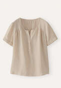 Pleated short-sleeve top, Grey stone, webstill