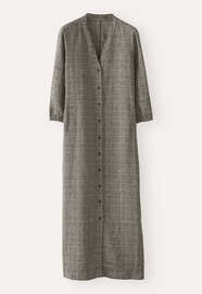 Long checked dress, Natural brown, webstill