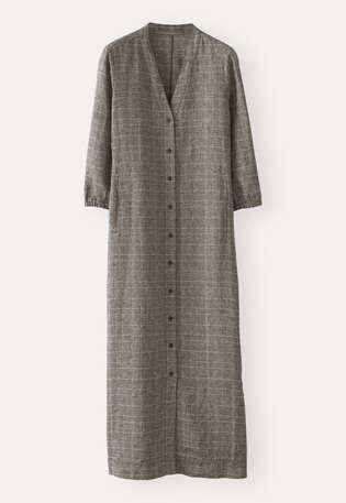Long checked dress, Natural brown, webstill