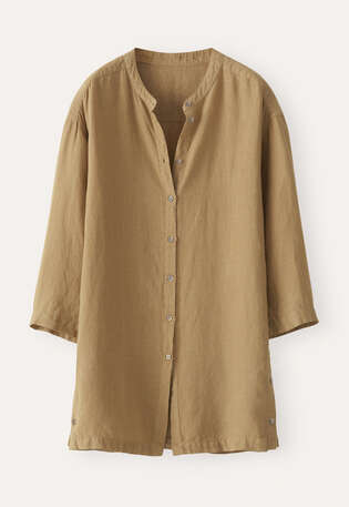 Long side-button shirt, Soft khaki, webstill