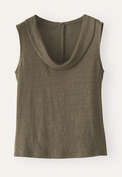 Folded-collar sleeveless top, Brown olive, webstill