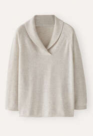 Shawl-collar sweater, Grey pearl, webstill