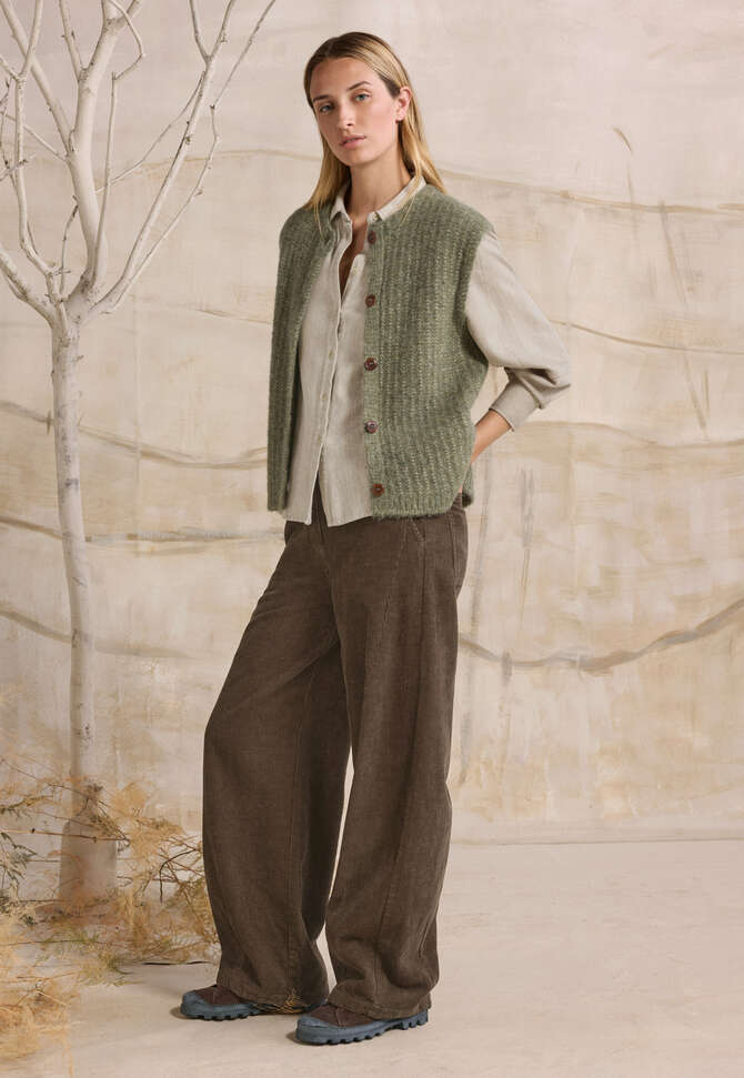Sleeveless cardigan, Khaki, completeTheLook