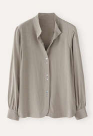Funnel-neck blouse, Taupe grey, webstill