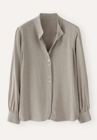 Funnel-neck blouse, Taupe grey, webstill