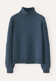 Funnel-neck sweater, Petrol, webstill