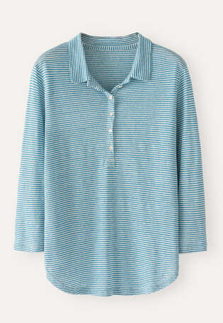 Striped polo shirt, Teal white, webstill