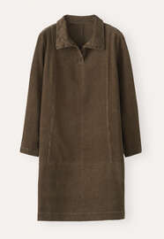 Cord funnel-neck dress, Khaki brown, webstill