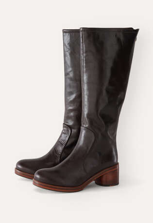 Heeled boots, Dark brown, webstill