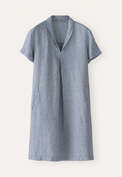 Striped A-line dress, Indigo cream, webstill