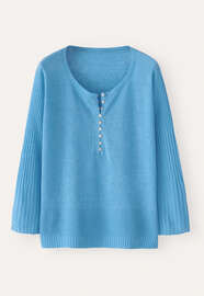 Ribbed-sleeve sweater, Ocean, webstill