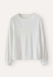 Long-sleeve jersey top, White, webstill