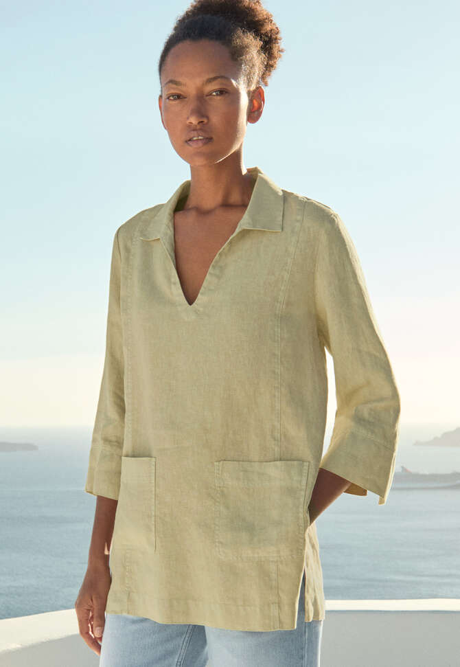 Notch-neck tunic, Pale sage, completeTheLook