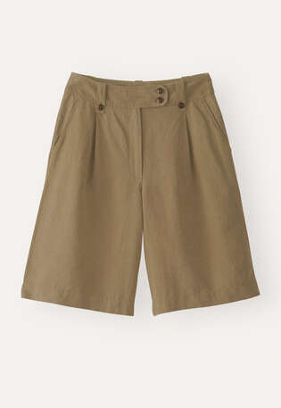 Pleat-front shorts, Bronze olive, webstill