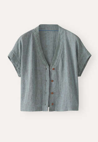 V-neck top, Aqua grey, webstill