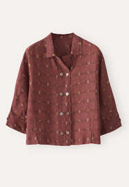Clipped dobby blouse, Dark terracotta, webstill
