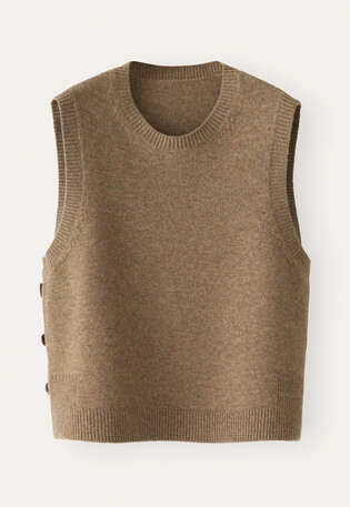 Sleeveless sweater, Moss taupe, webstill