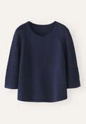 Lace-stitch-sleeve sweater, Ink blue, webstill