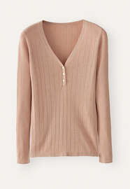 Ribbed v-neck sweater, Pale blush, webstill