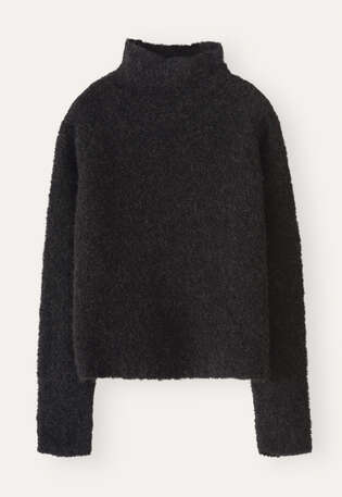 Funnel-neck sweater, Black marl, webstill