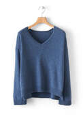 Recycled cashmere v-neck sweater, Denim, webstill