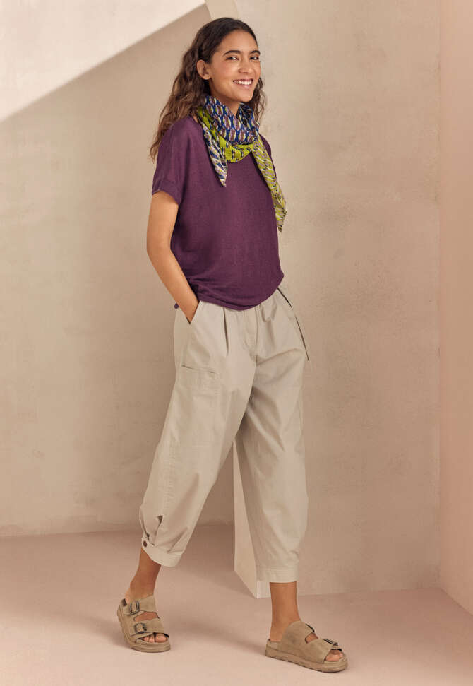 Short-sleeve knit, Dark plum, completeTheLook