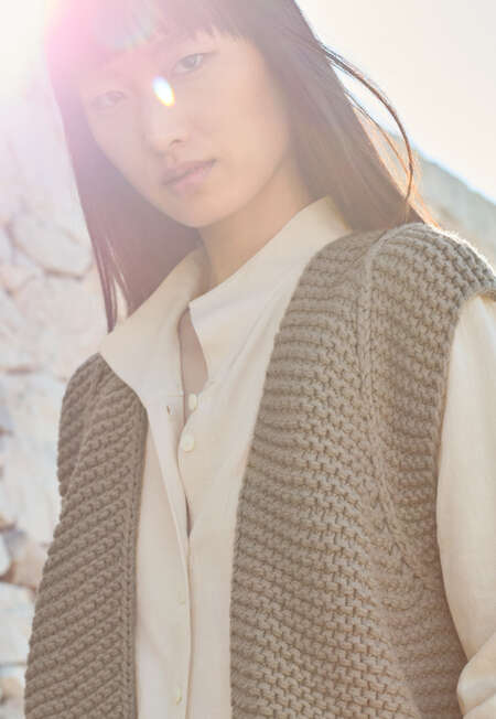 Hand-knitted waistcoat, Taupe, completeTheLook