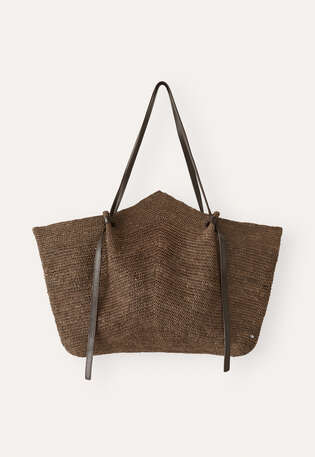 Large bag with leather knot handle, Taupe, webstill