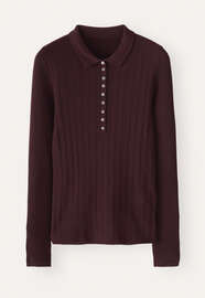 Ribbed polo sweater, Blackberry, webstill