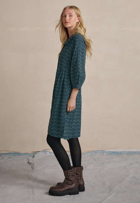 Textured striped dress, Petrol, completeTheLook