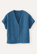 V-neck short-sleeve top, Aqua navy, webstill