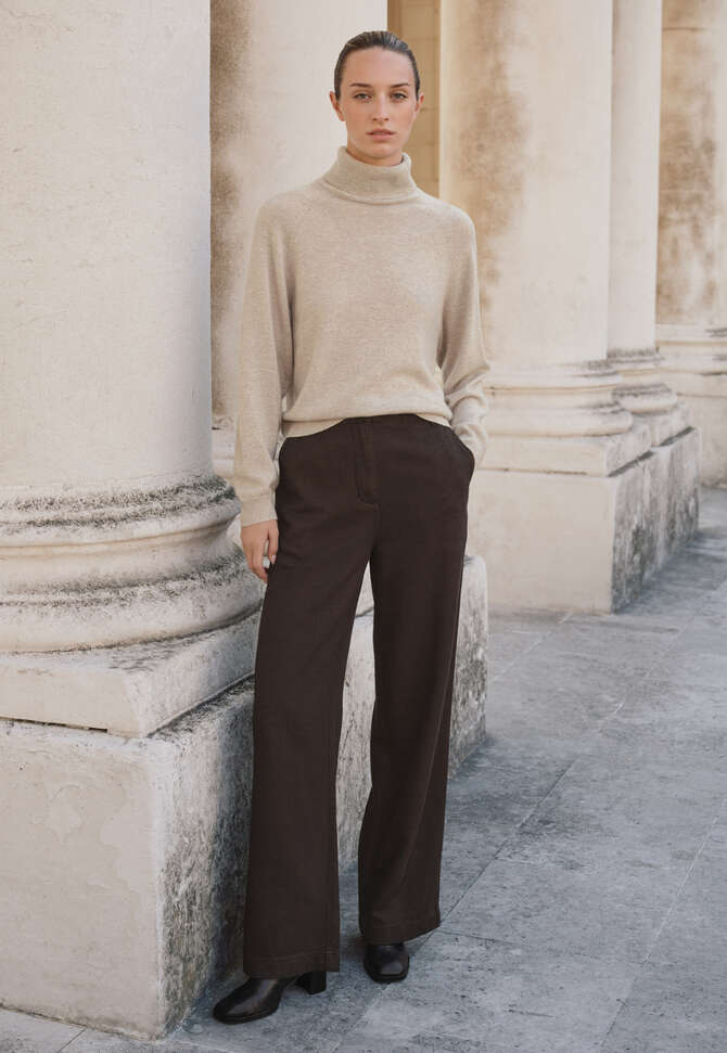 Roll-neck sweater, Ecru fawn, completeTheLook