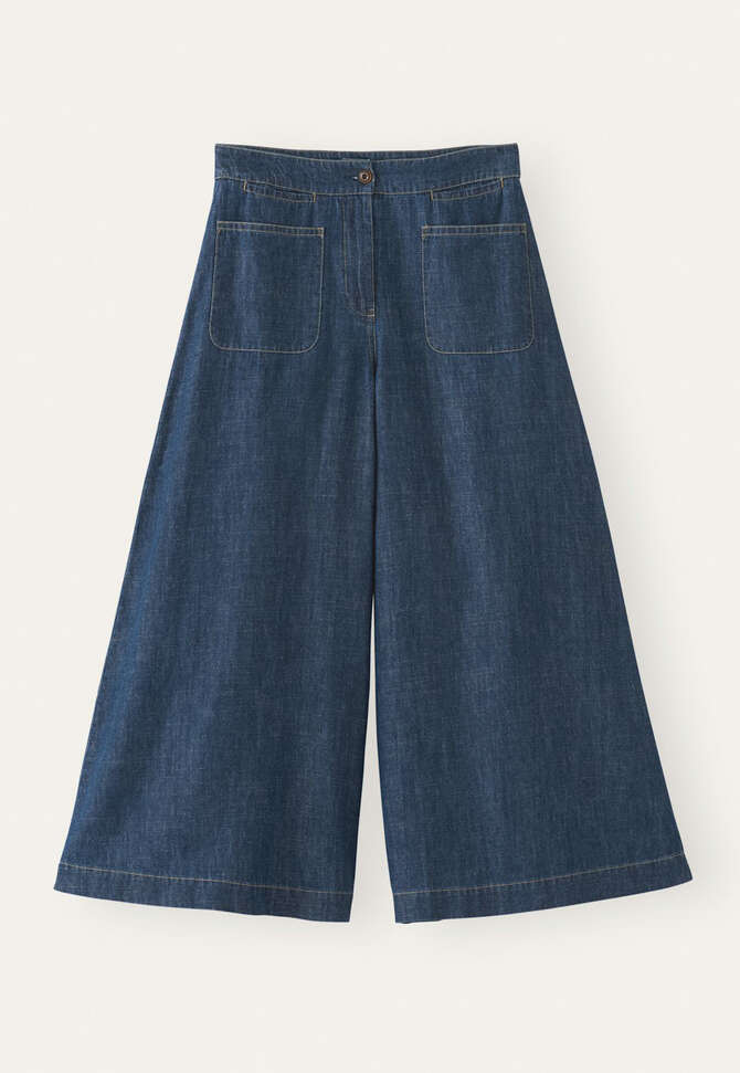 Indigo-dyed culottes, Dark denim, completeTheLook