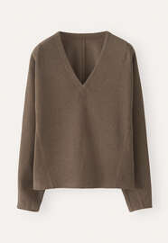 V-neck top, Taupe brown, webstill