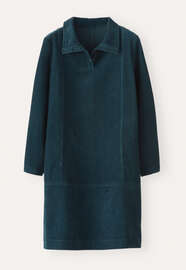 Cord funnel-neck dress, Green petrol, webstill
