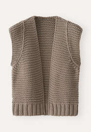 Hand-knitted waistcoat, Taupe, webstill