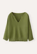Notch-neck sweater, Lime green, webstill