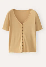 Button-through rib top, Soft gold, webstill