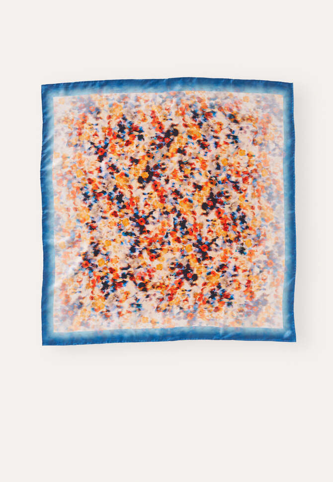 Large printed scarf, Coral and blue, completeTheLook