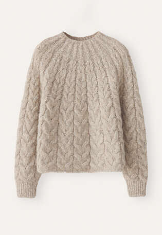 Cable-stitch sweater, Fawn grey, webstill