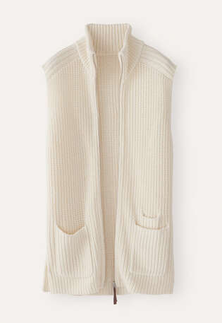 Zip-front gilet, Ecru, webstill