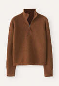 Zip-front sweater, Chilli brown, webstill