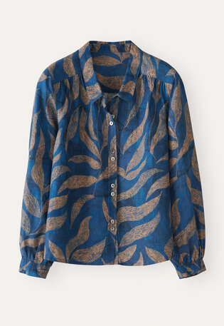 Printed blouse, Blue gold, webstill