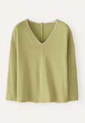 Striped v-neck top, Lime white, webstill