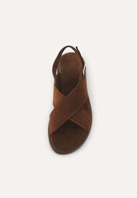 Cross-front sandals, Chocolate, completeTheLook