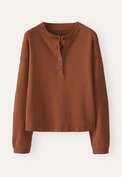 Button placket jersey top, Chilli rust, webstill