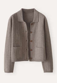 Collared cardigan, Soft brown, webstill
