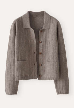 Collared cardigan, Soft brown, webstill