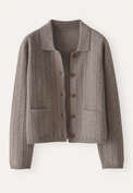 Collared cardigan, Soft brown, webstill