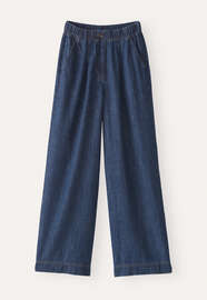 Indigo-dyed wide trousers, Dark denim, webstill